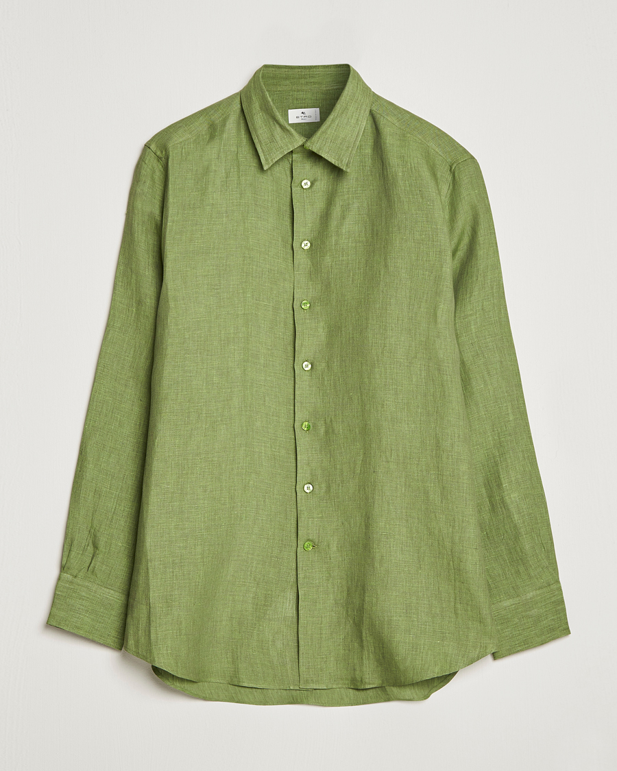 Heren | Overhemden | Etro | Linen Sport Shirt Green