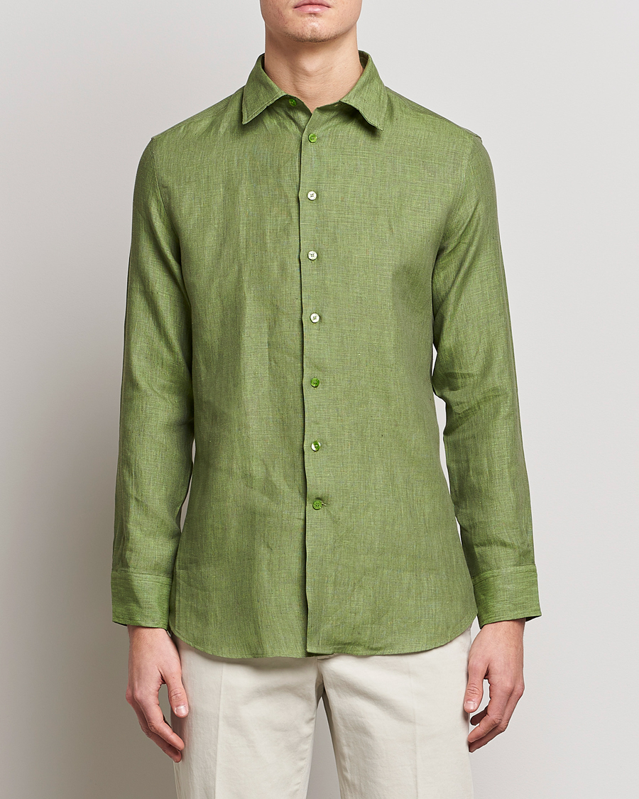 Heren | Overhemden | Etro | Linen Sport Shirt Green