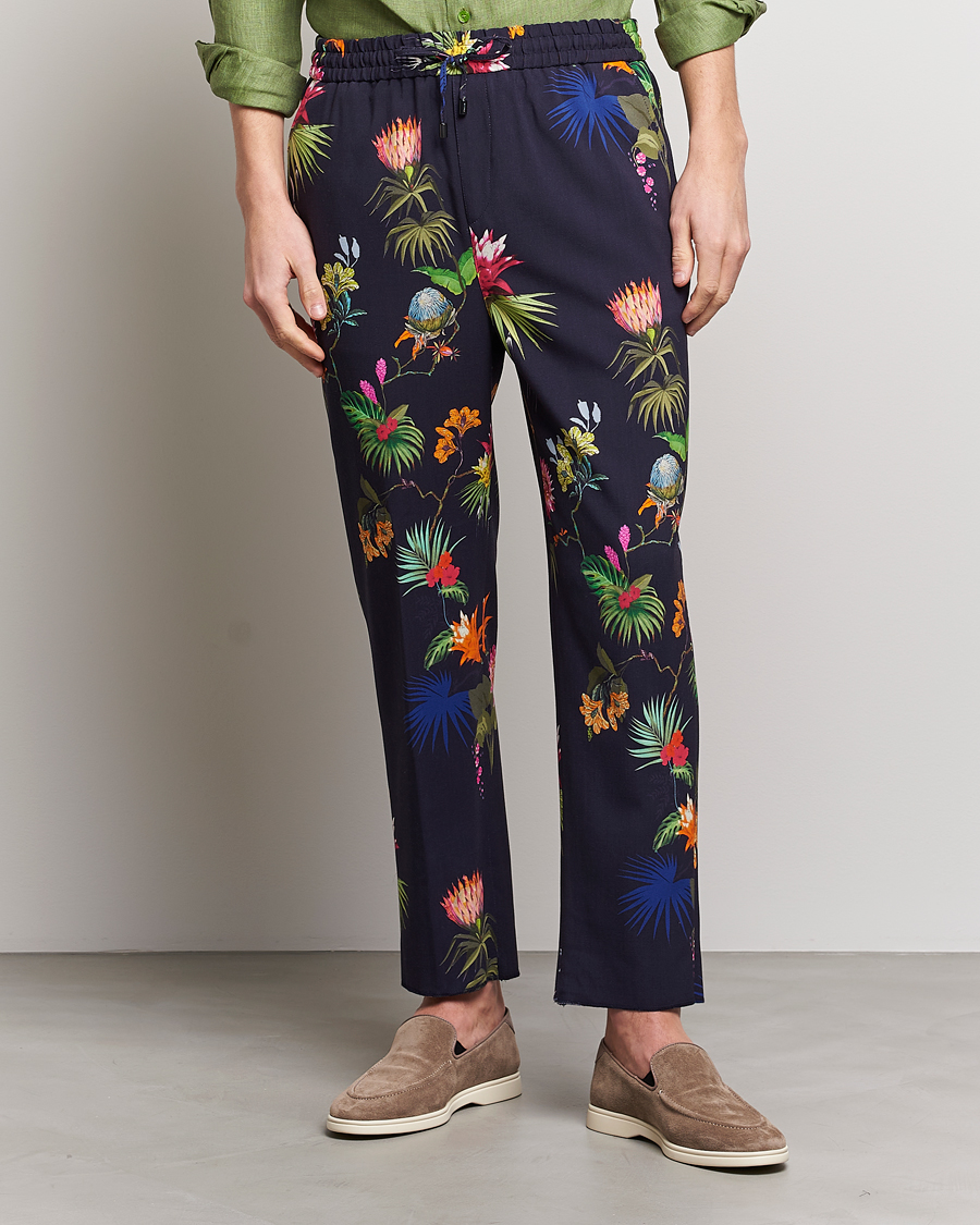Homme | Pantalons | Etro | Printed Casual Trousers Navy