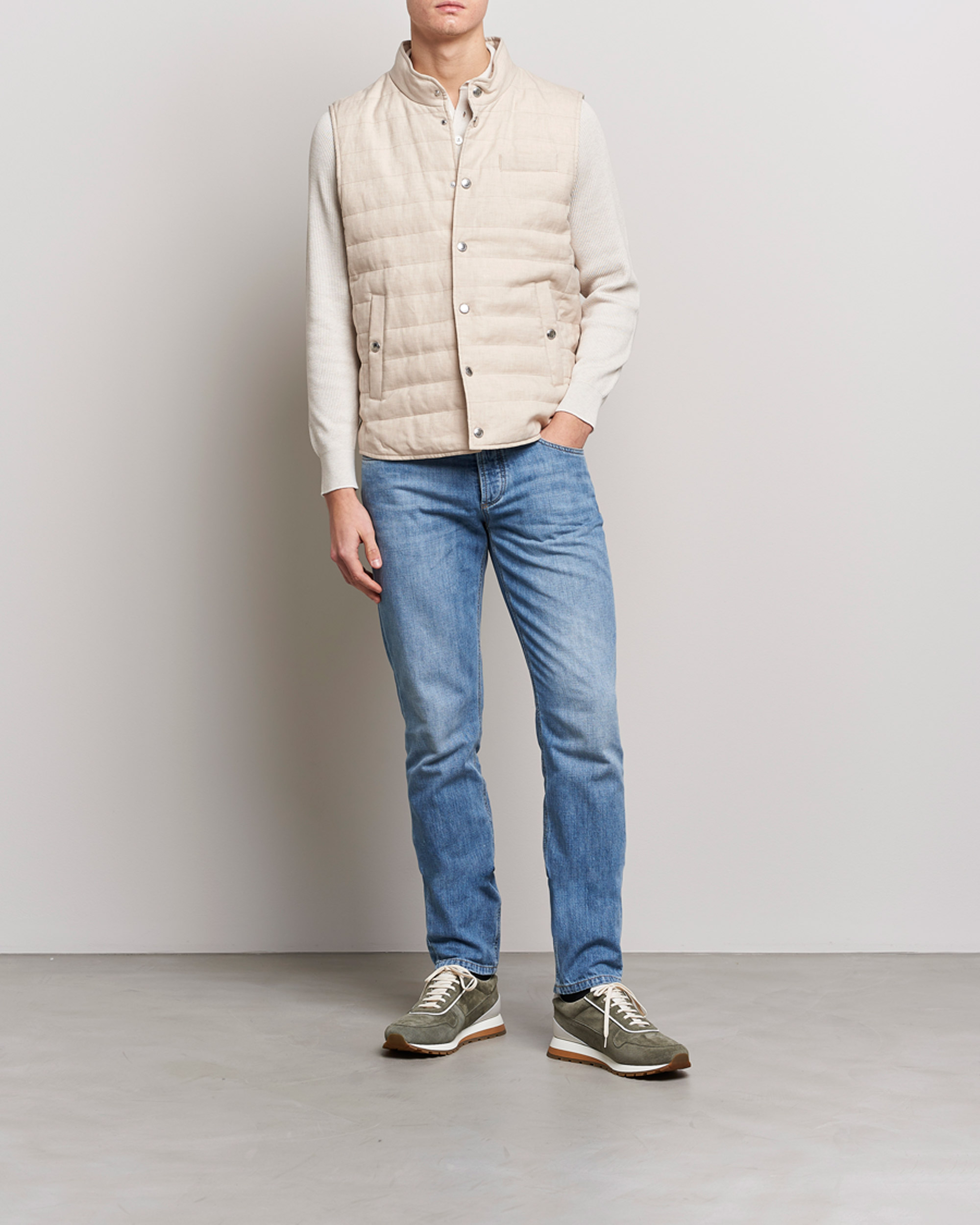 Heren | Gilets | Brunello Cucinelli | Cotton/Linen Gilet Light Beige