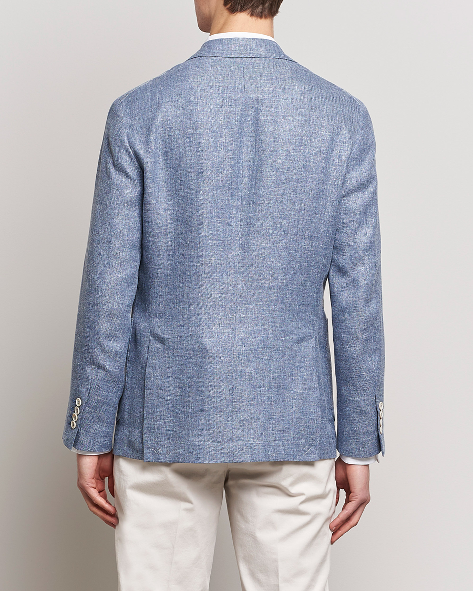 Homme | Blazers | Brunello Cucinelli | Micro Chevron Linen Blazer Indigo Blue