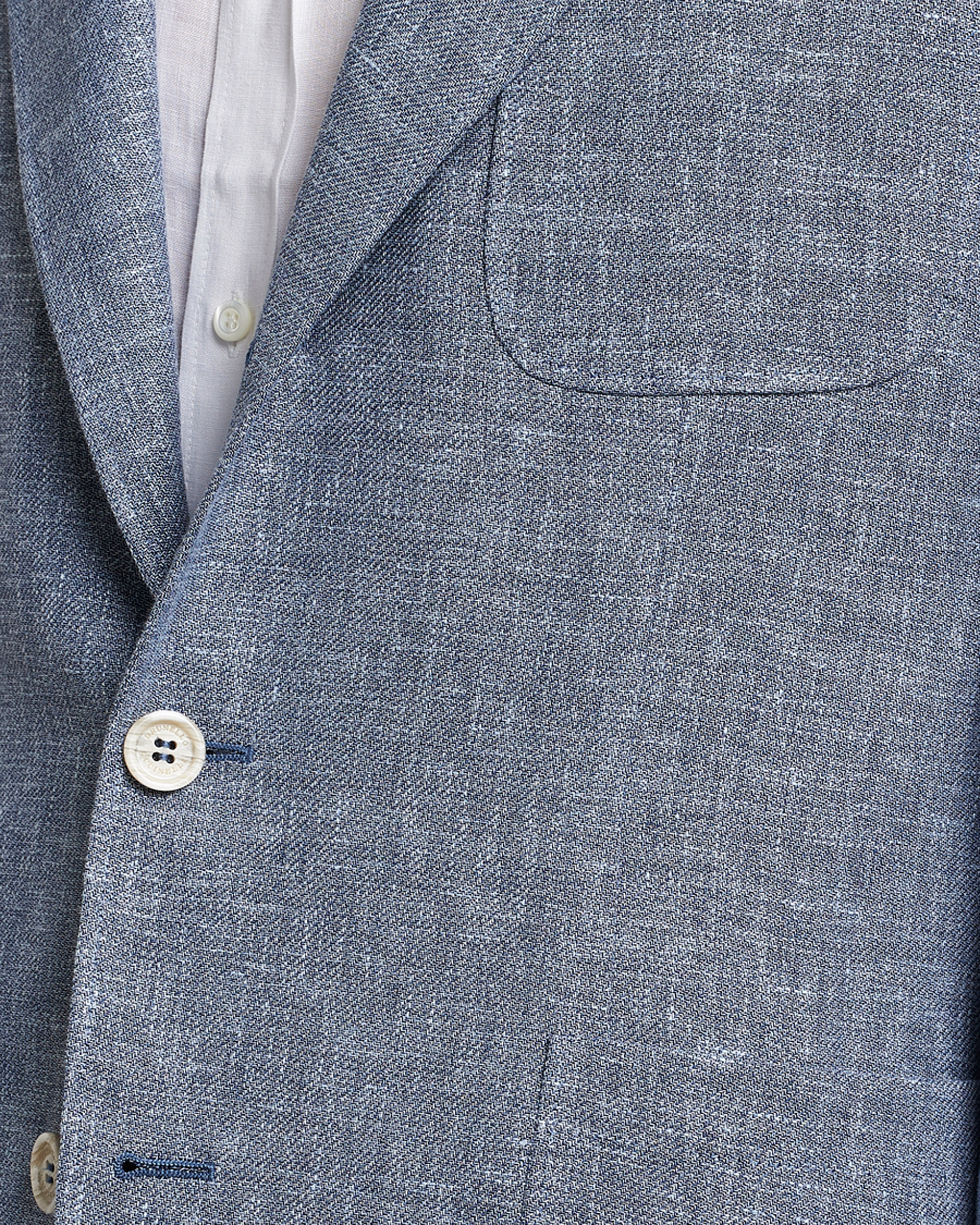 Homme | Blazers | Brunello Cucinelli | Micro Chevron Linen Blazer Indigo Blue