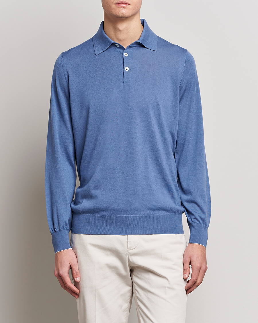 Homme | Pulls Et Tricots | Brunello Cucinelli | Cashmere/Wool Knitted Polo Oxford Blue