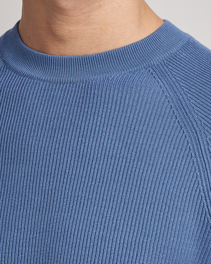 Homme | Pulls Et Tricots | Brunello Cucinelli | Rib Stitch Crew Neck Sweater Oxford Blue