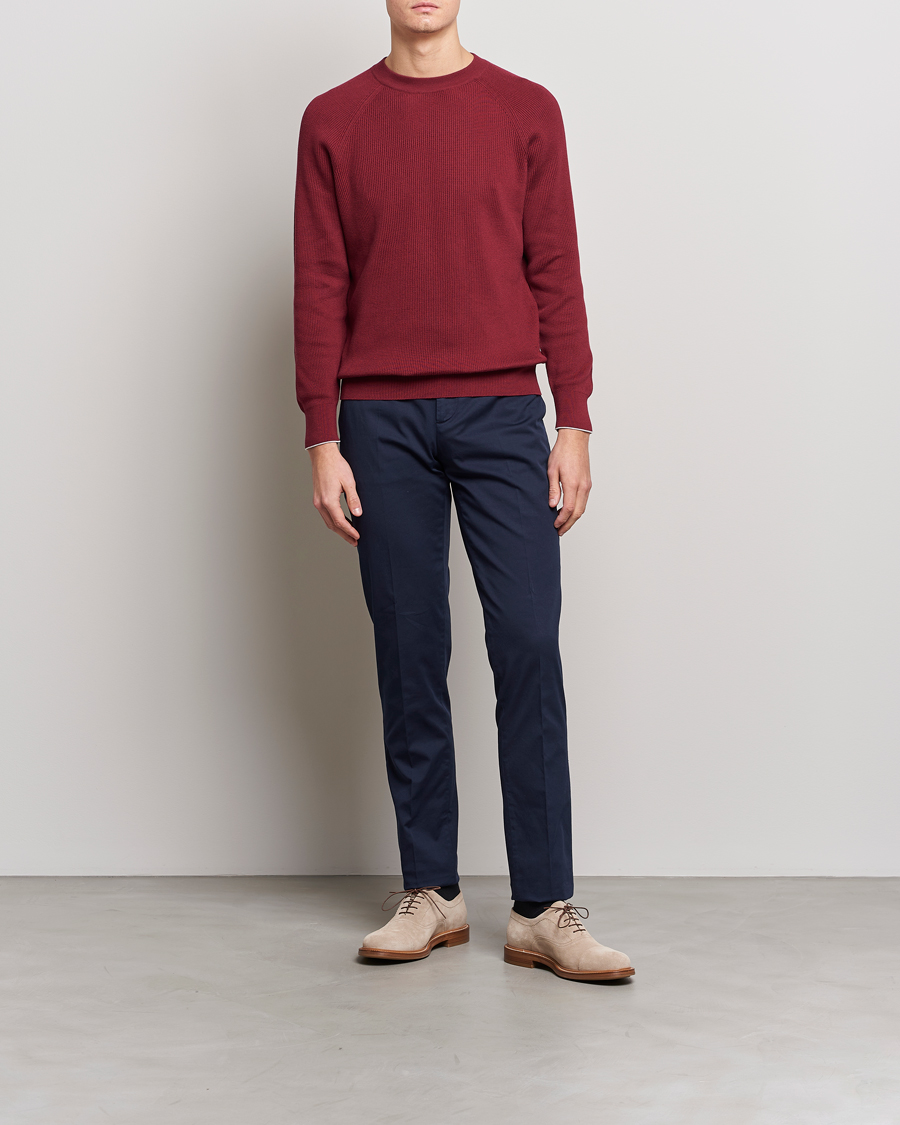 Homme | Pulls Et Tricots | Brunello Cucinelli | Rib Stitch Crew Neck Sweater Burgundy