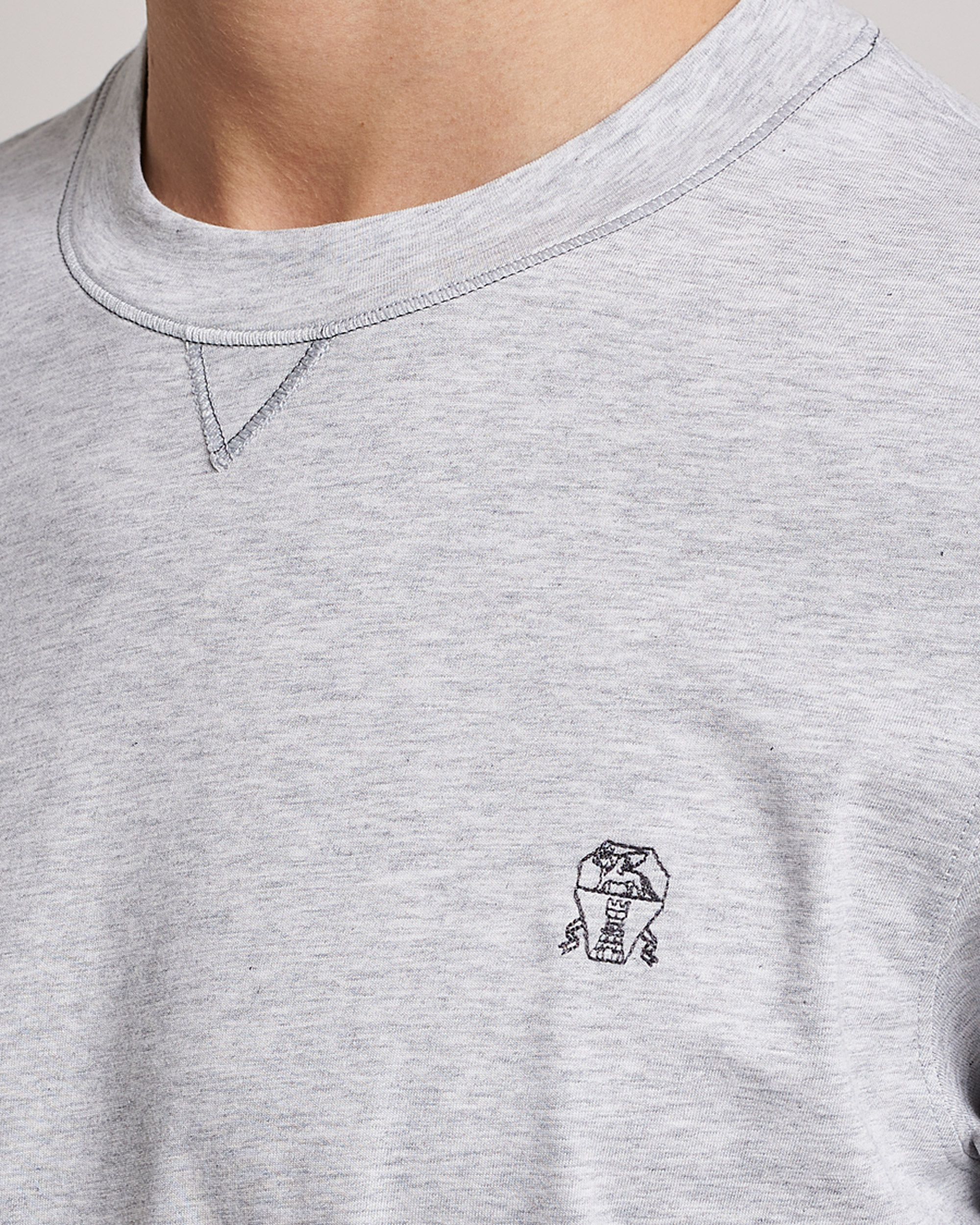 Homme | T-shirts | Brunello Cucinelli | Short Sleeve Logo T-shirt Light Grey