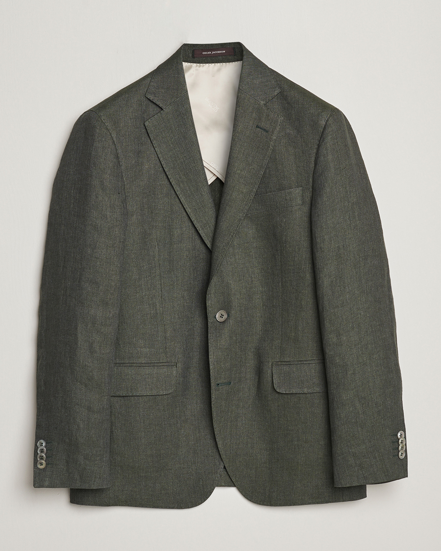 Homme | Blazers | Oscar Jacobson | Ferry Soft Linen Blazer Green