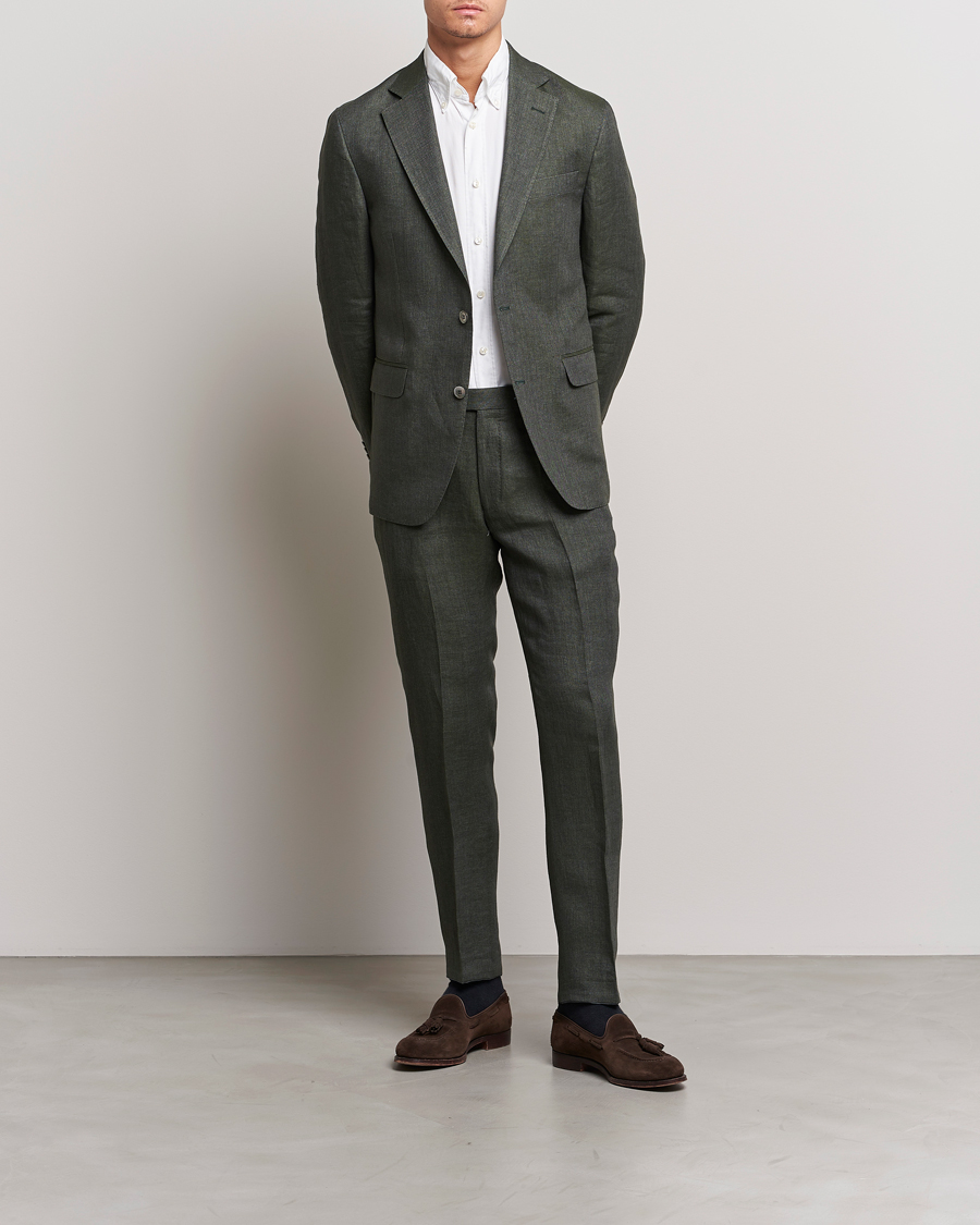 Homme | Blazers | Oscar Jacobson | Ferry Soft Linen Blazer Green