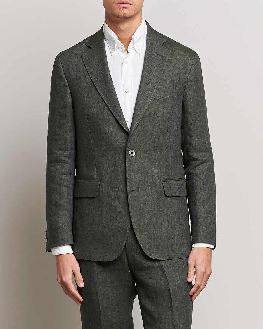 Homme | Blazers | Oscar Jacobson | Ferry Soft Linen Blazer Green