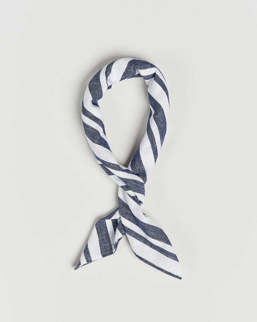 Homme | Oscar Jacobson Riviera Stripe Cotton Bandana White | Oscar Jacobson | Riviera Stripe Cotton Bandana White