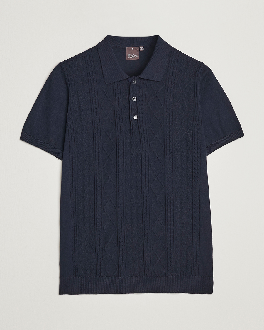 Homme | Polos | Oscar Jacobson | Bard Short Sleeve Structured Cotton Polo Navy