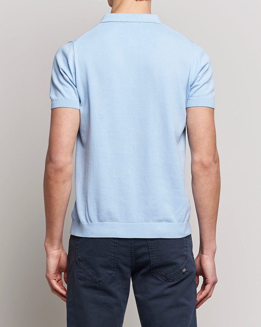 Homme | Polos | Oscar Jacobson | Bard Short Sleeve Structured Cotton Polo Light Blue