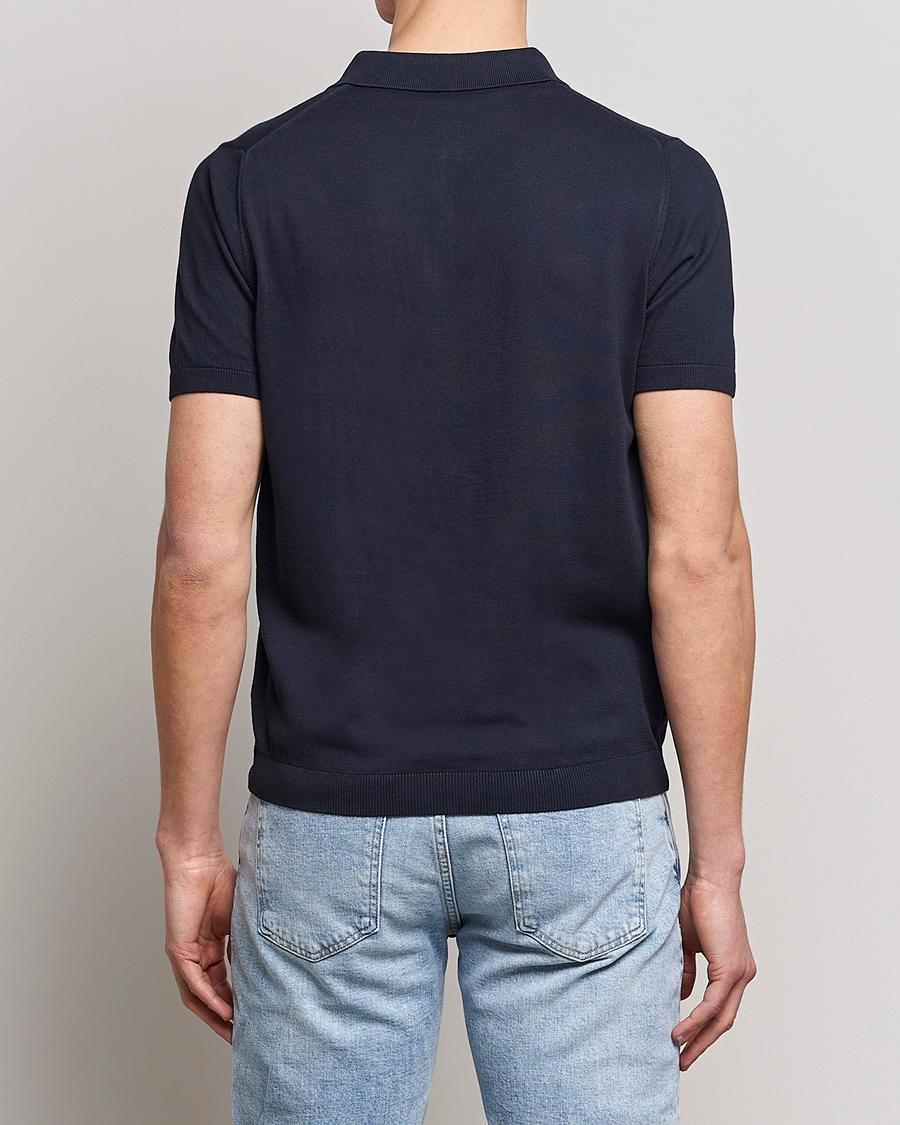 Homme | Polos | Oscar Jacobson | Otto Short Sleeve Zip Polo Navy