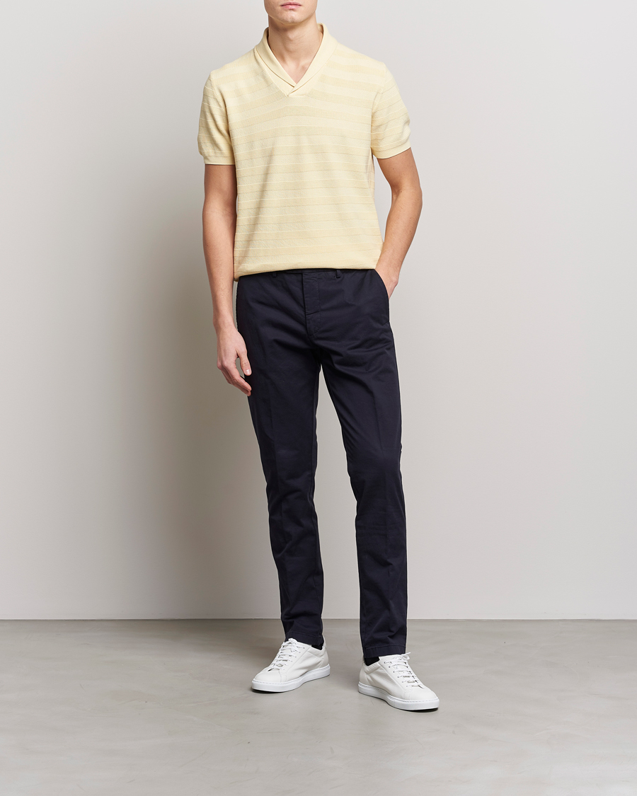 Homme | Polos | Oscar Jacobson | Rolle Garment Dye Structured Cotton Polo Yellow