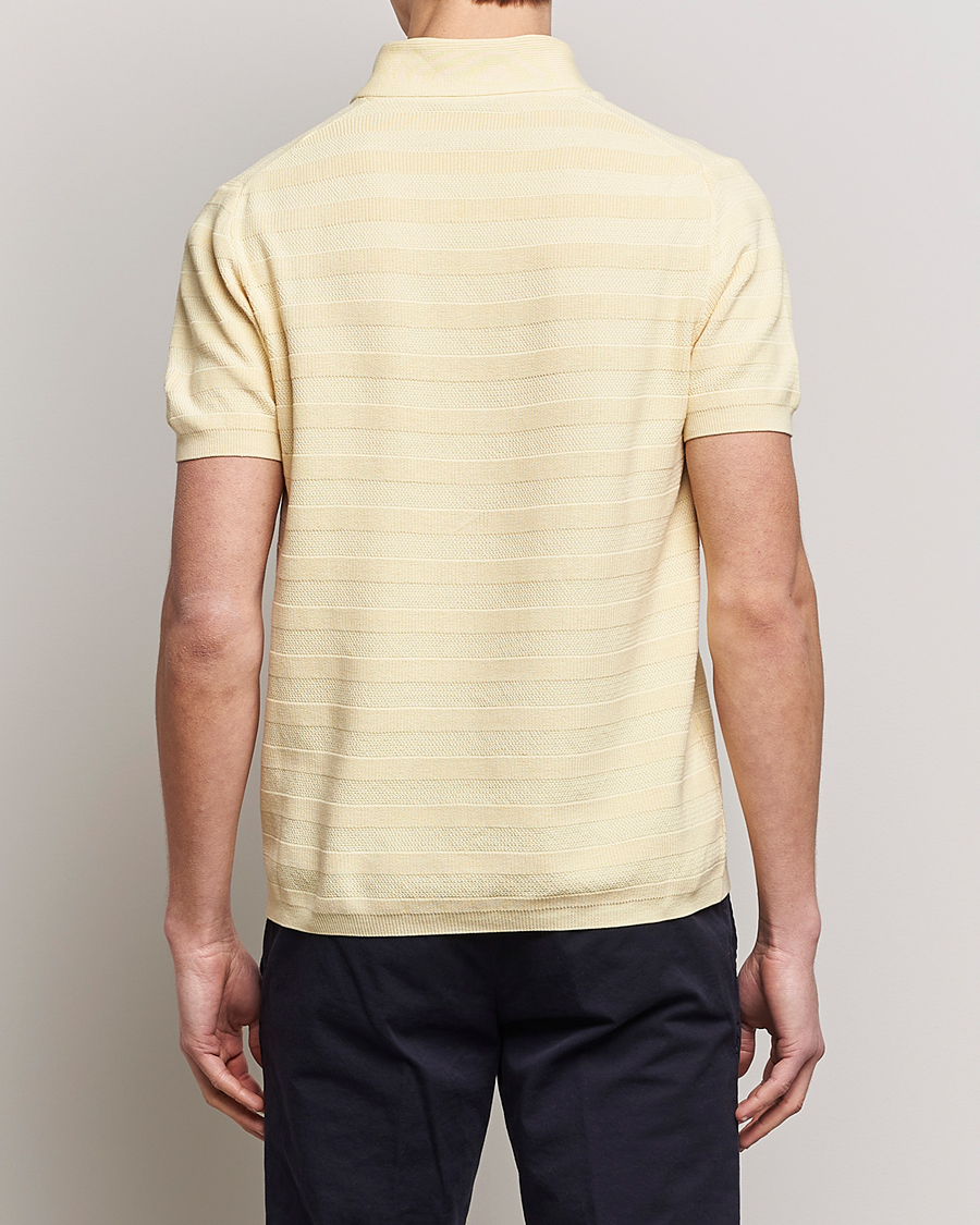 Homme | Polos | Oscar Jacobson | Rolle Garment Dye Structured Cotton Polo Yellow