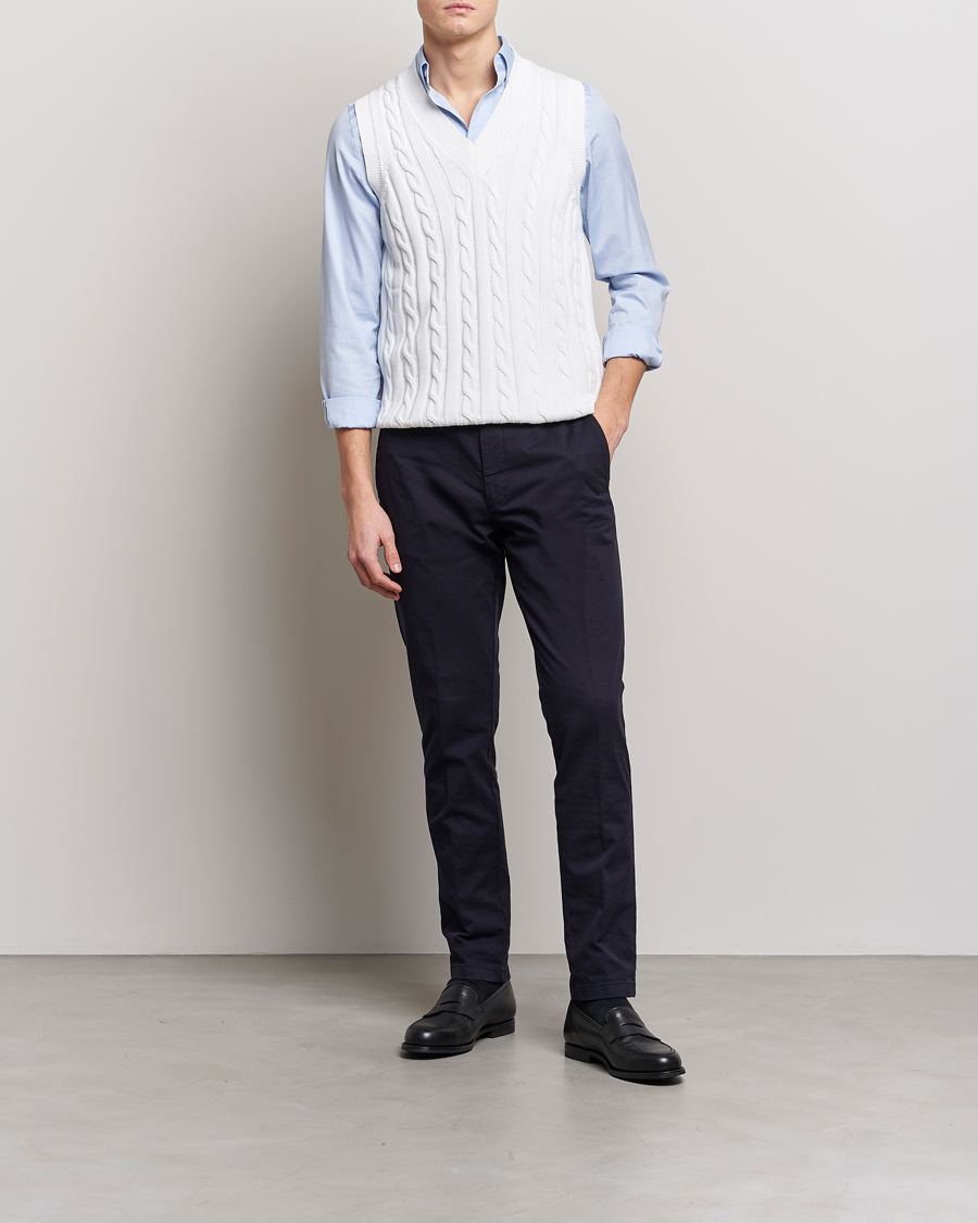 Homme | Pulls Et Tricots | Oscar Jacobson | Lucas Cable Knitted Vest White