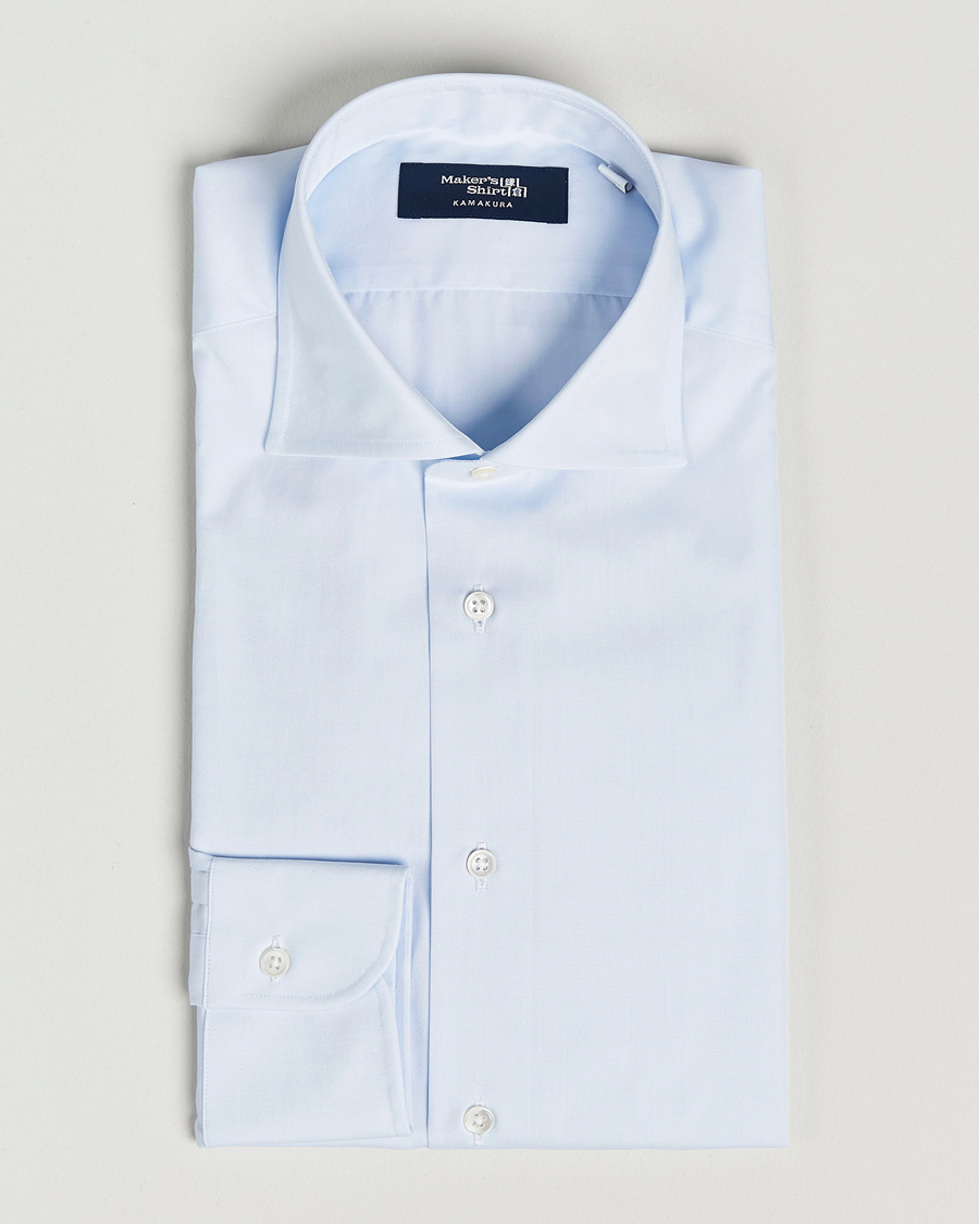 Homme | Chemises | Kamakura Shirts | Slim Fit Broadcloth Shirt Light Blue