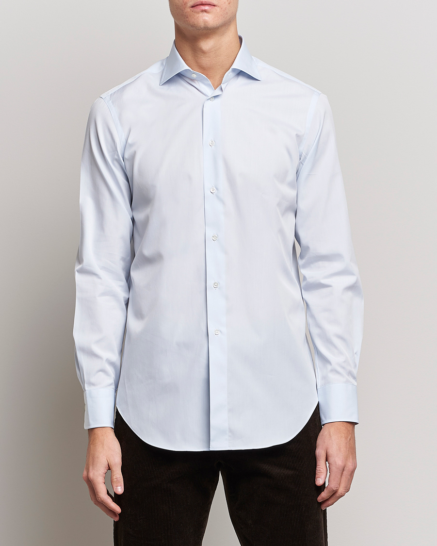 Homme | Chemises | Kamakura Shirts | Slim Fit Broadcloth Shirt Light Blue