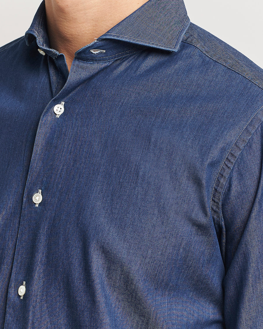 Homme | Chemises | Kamakura Shirts | Slim Fit Denim Shirt Dark Indigo