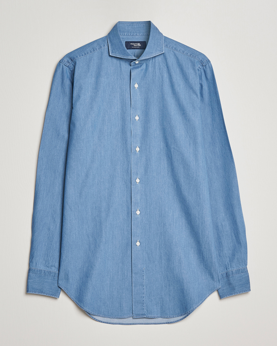 Homme | Chemises | Kamakura Shirts | Slim Fit Denim Shirt Light Indigo