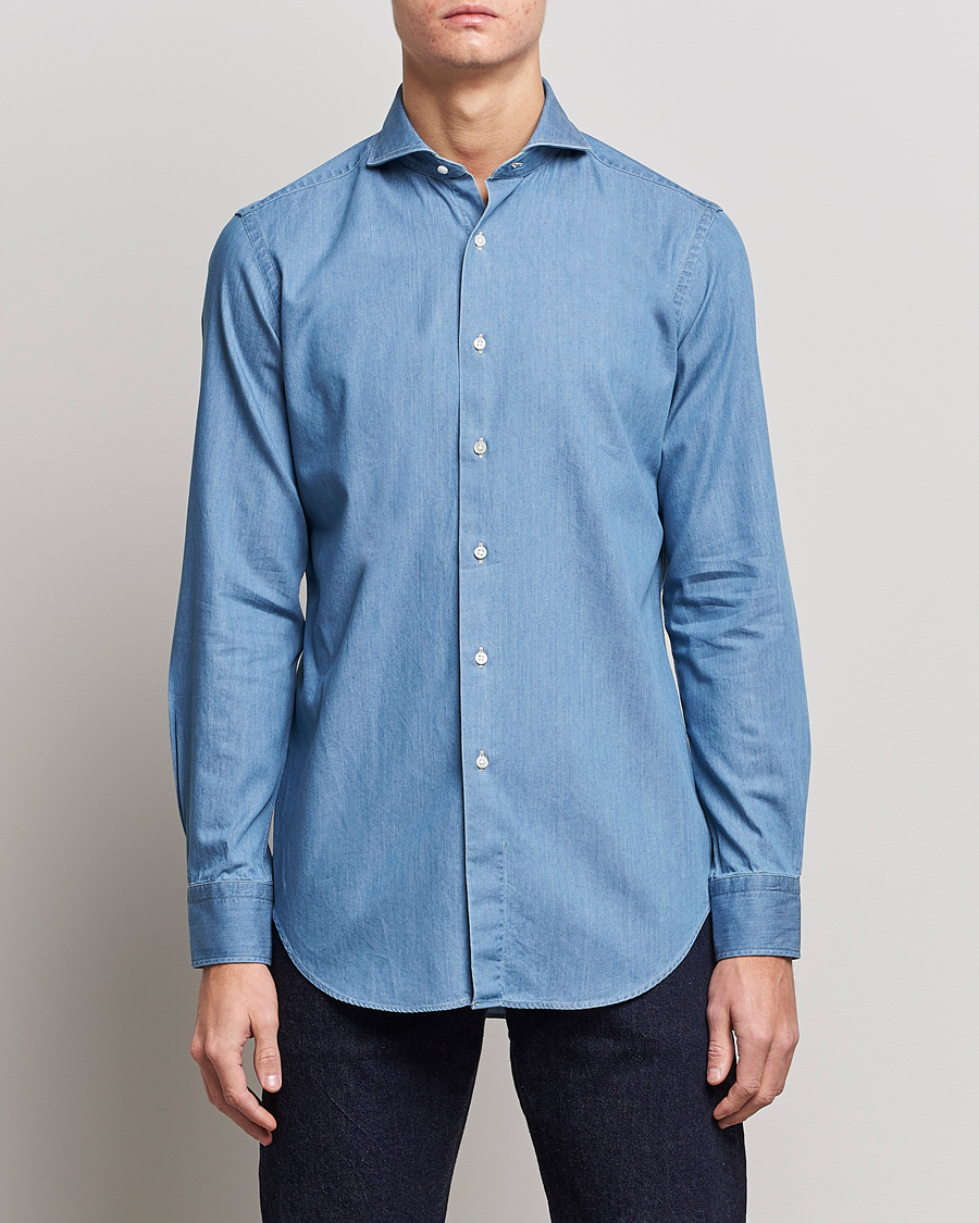 Homme | Chemises | Kamakura Shirts | Slim Fit Denim Shirt Light Indigo