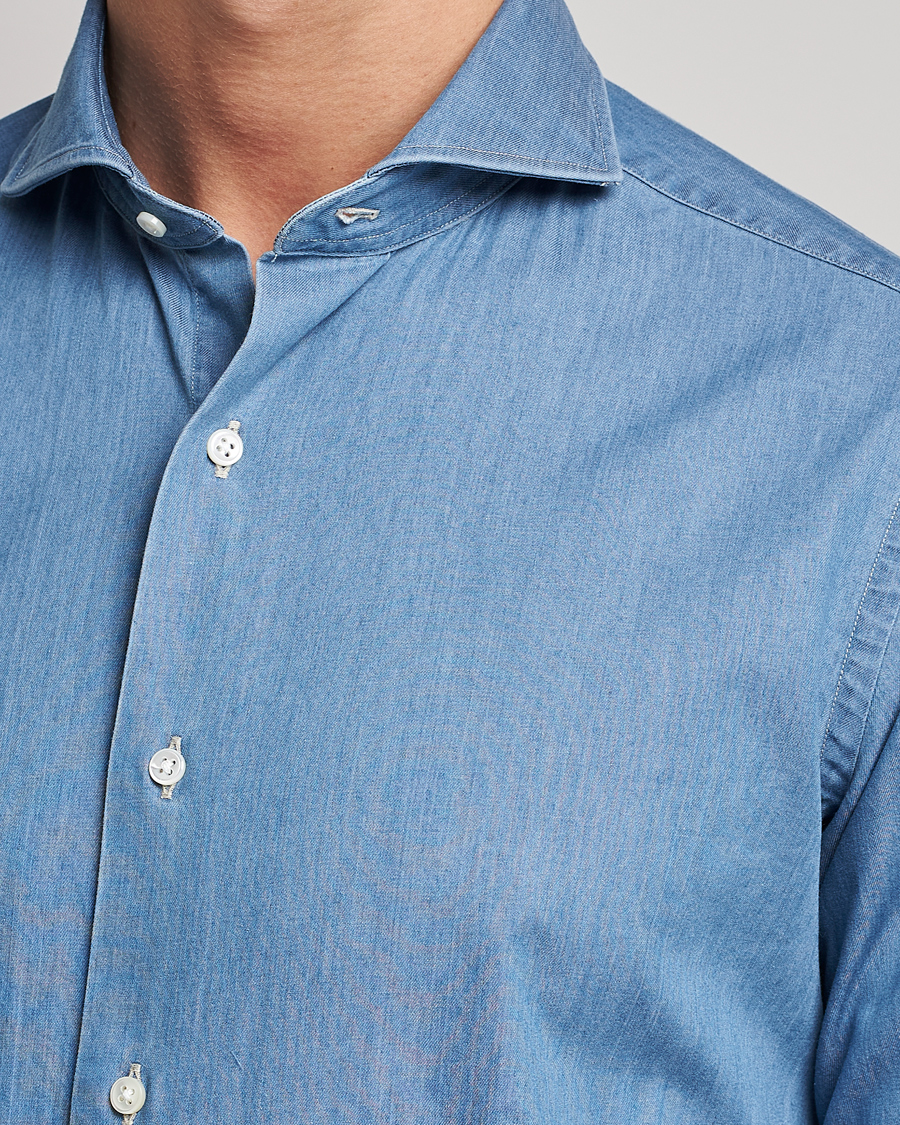 Homme | Chemises | Kamakura Shirts | Slim Fit Denim Shirt Light Indigo