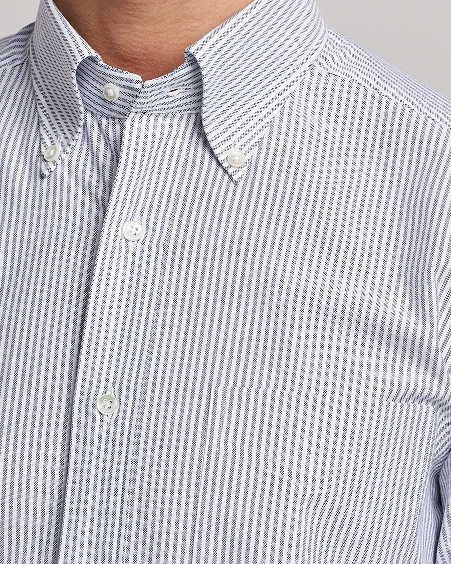 Homme | Chemises | Kamakura Shirts | Slim Fit Striped Oxford BD Shirt Light Blue