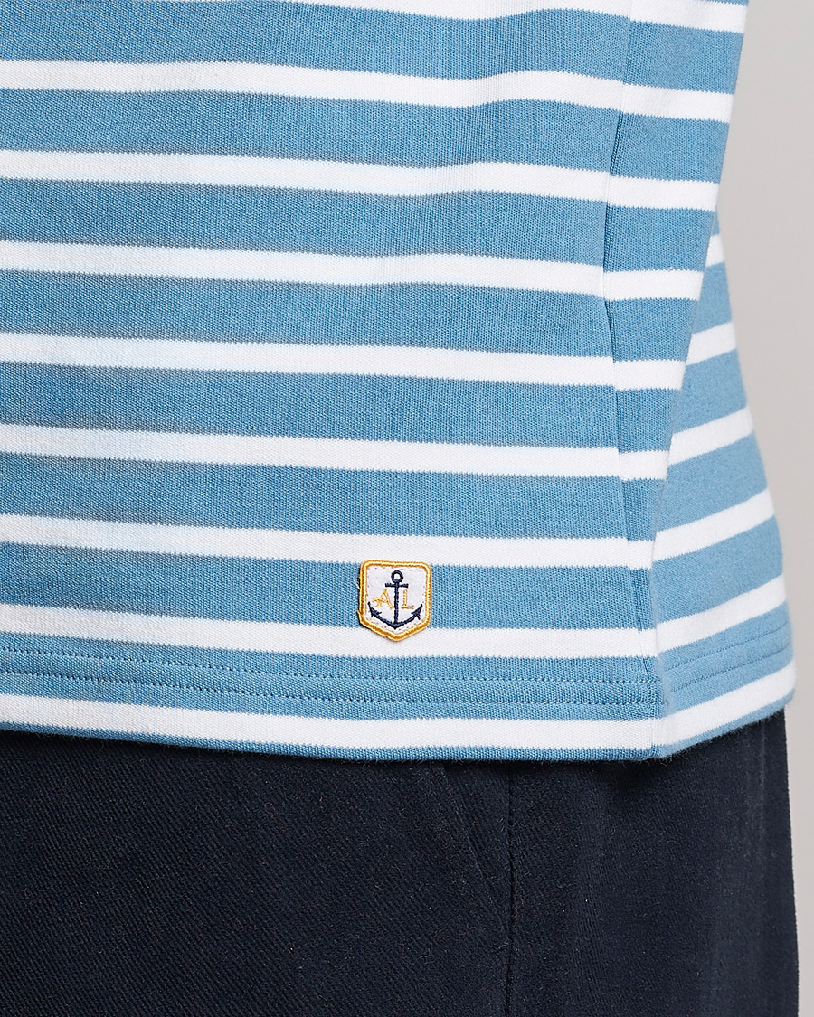 Homme | T-shirts | Armor-lux | Houat Héritage Stripe Longsleeve T-shirt Blue/Blanc