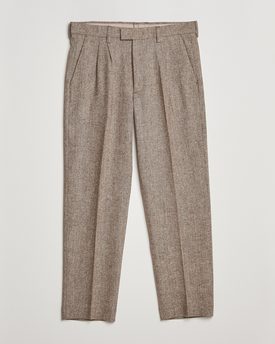 Homme | Pantalons | NN07 | Fritz Wool Pleated Trousers Brown Melange