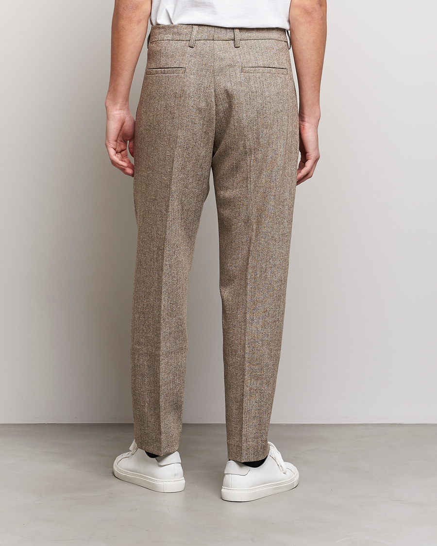 Homme | Pantalons | NN07 | Fritz Wool Pleated Trousers Brown Melange