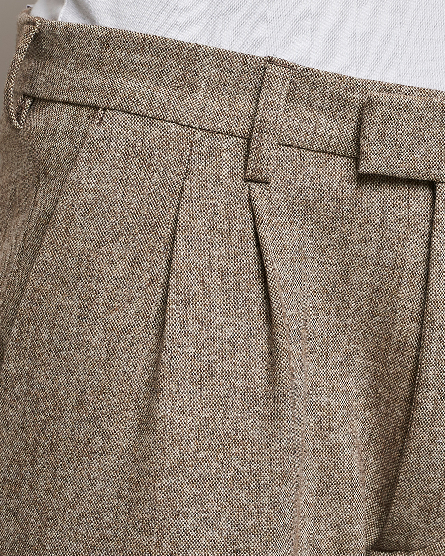 Homme | Pantalons | NN07 | Fritz Wool Pleated Trousers Brown Melange
