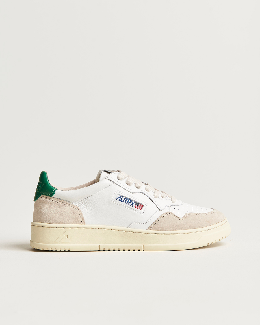 Homme | Autry Medalist Low Leather/Suede Sneaker White/Green | Autry | Medalist Low Leather/Suede Sneaker White/Green