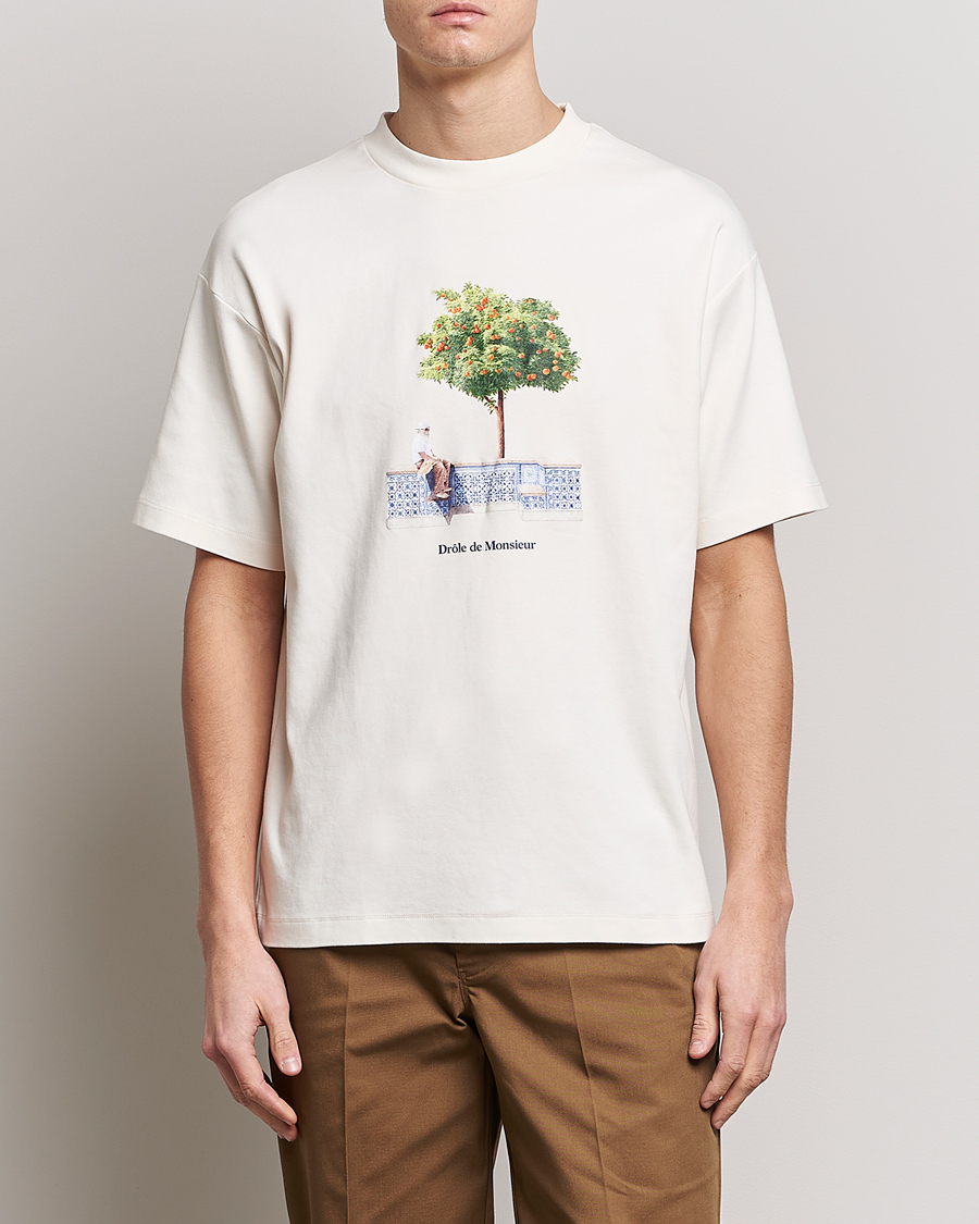 Homme | T-shirts | Drôle de Monsieur | Oranger Print T-Shirt Off White