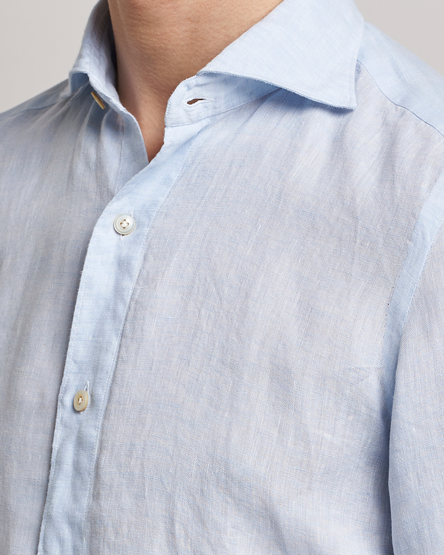Heren | Overhemden | Finamore Napoli | Tokyo Slim Linen Shirt Light Blue