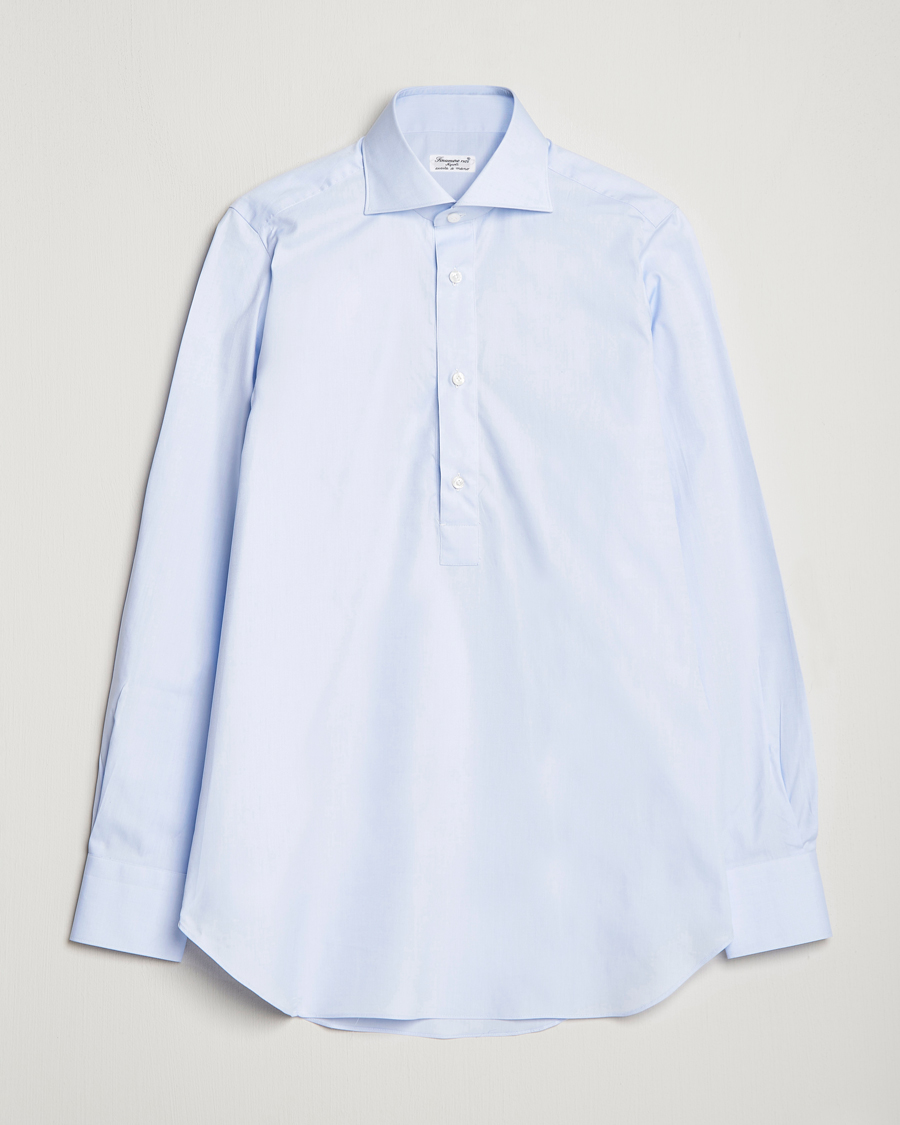 Homme | Chemises | Finamore Napoli | Tokyo Slim Oxford Popover Shirt Light Blue
