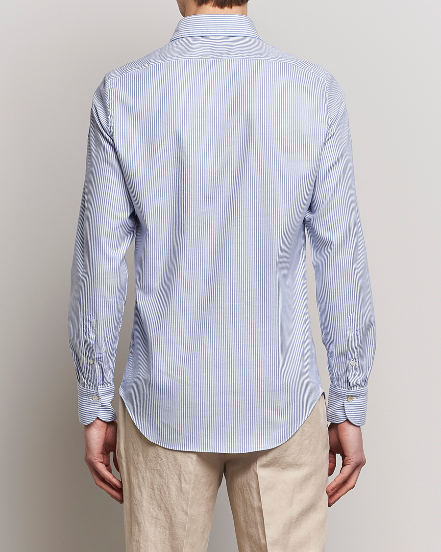 Homme | Chemises | Finamore Napoli | Tokyo Slim Chambray Shirt Light Blue Stripe