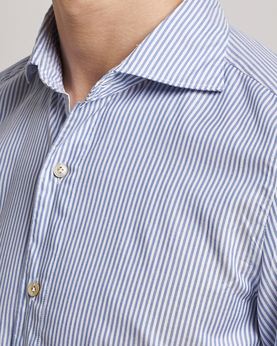 Homme | Chemises | Finamore Napoli | Tokyo Slim Chambray Shirt Light Blue Stripe