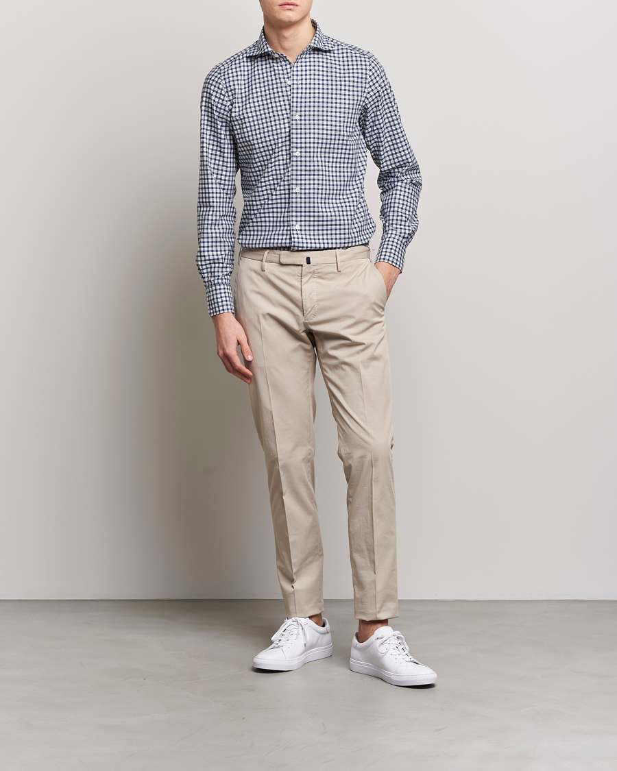 Homme | Chemises | Finamore Napoli | Tokyo Slim Sport Shirt Blue Check