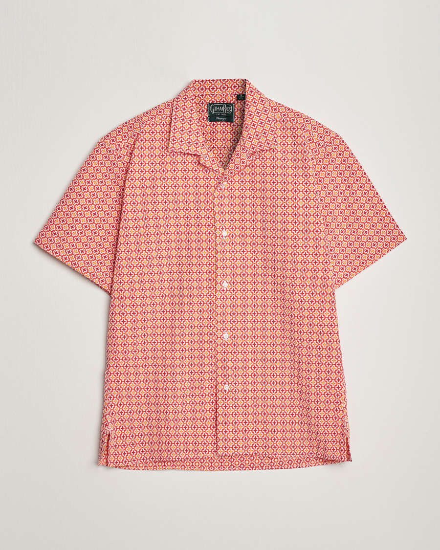 Heren | Overhemden | Gitman Vintage | Summer Ready Jacquard Camp Shirt Rosa