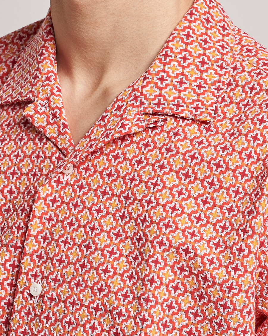 Heren | Overhemden | Gitman Vintage | Summer Ready Jacquard Camp Shirt Rosa