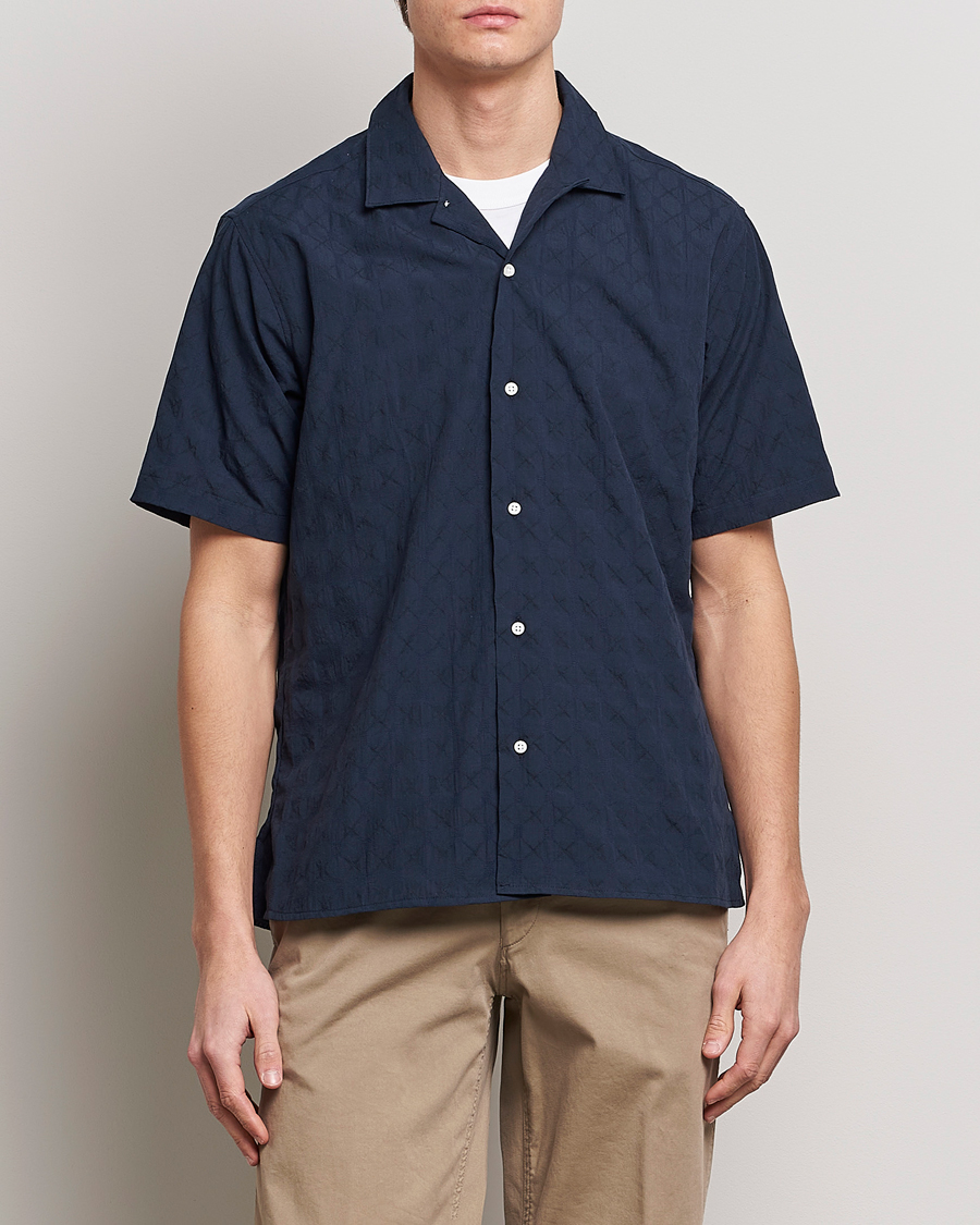 Homme | Chemises | Gitman Vintage | Japanese Jacquard Camp Shirt Navy