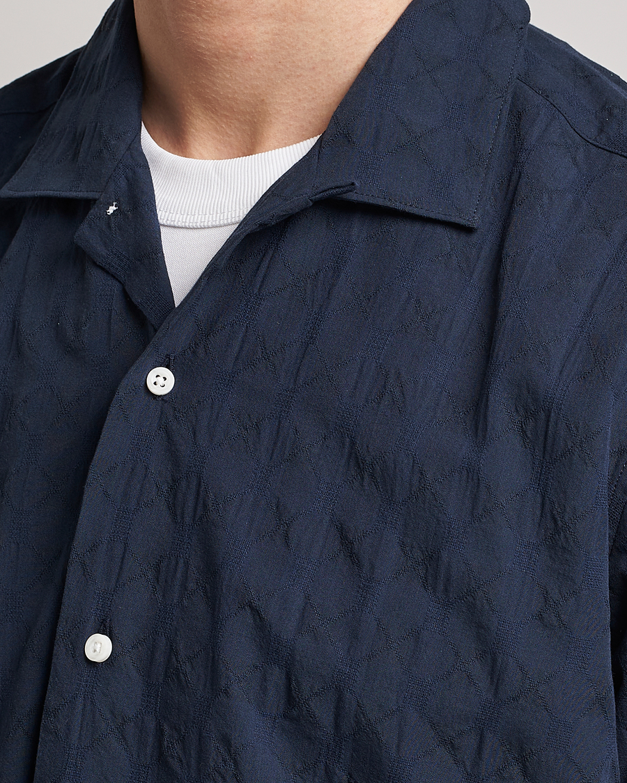 Homme | Chemises | Gitman Vintage | Japanese Jacquard Camp Shirt Navy