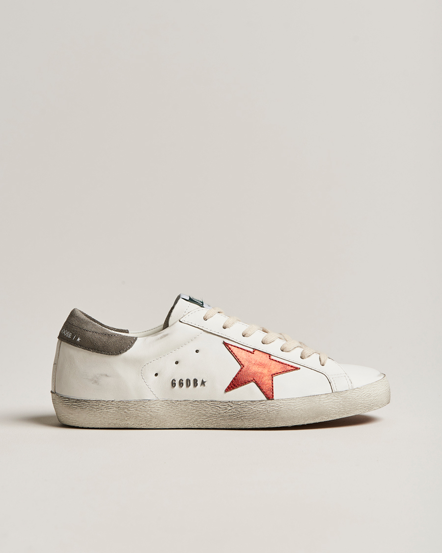 Homme | Golden Goose Deluxe Brand Super-Star Sneakers White/Red | Golden Goose | Deluxe Brand Super-Star Sneakers White/Red