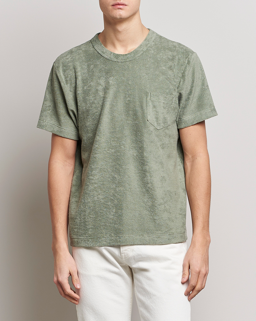 Homme | T-shirts | Howlin' | Fons Cotton Blend Terry Pocket Tee Agave