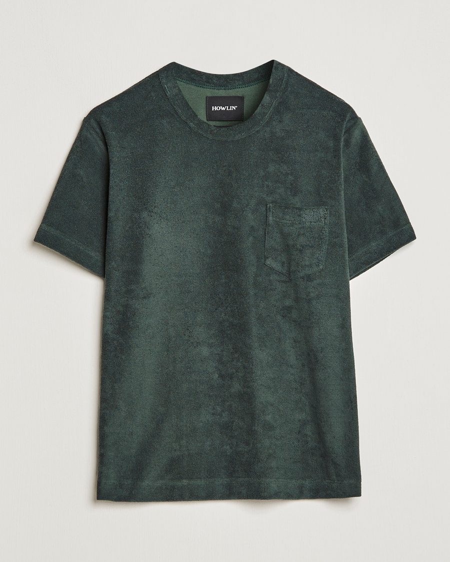 Heren | T-shirts | Howlin' | Fons Cotton Blend Terry Pocket Tee Greenish