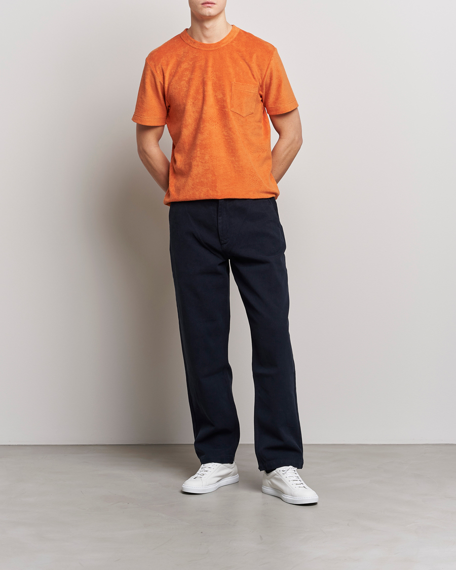 Heren | T-shirts | Howlin' | Fons Cotton Blend Terry Pocket Tee Tangerine Dream