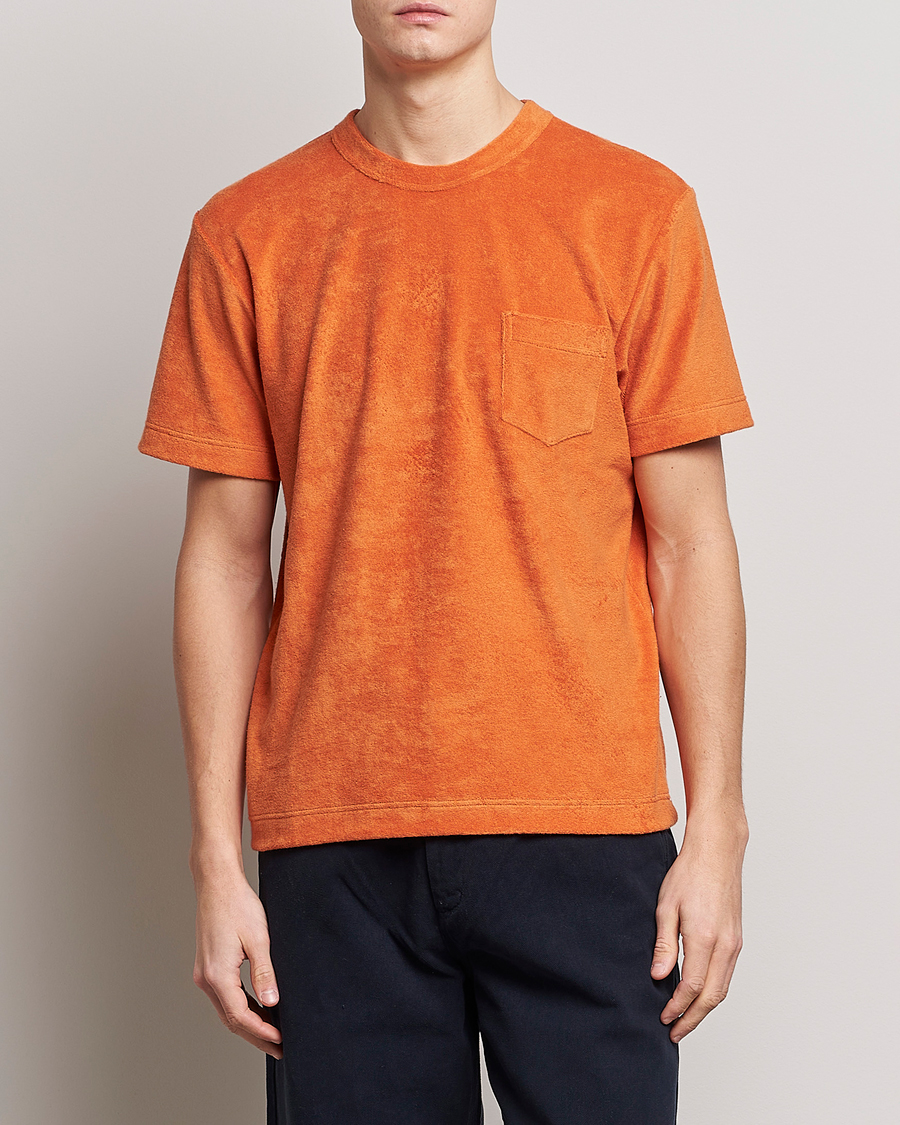 Heren | T-shirts | Howlin' | Fons Cotton Blend Terry Pocket Tee Tangerine Dream