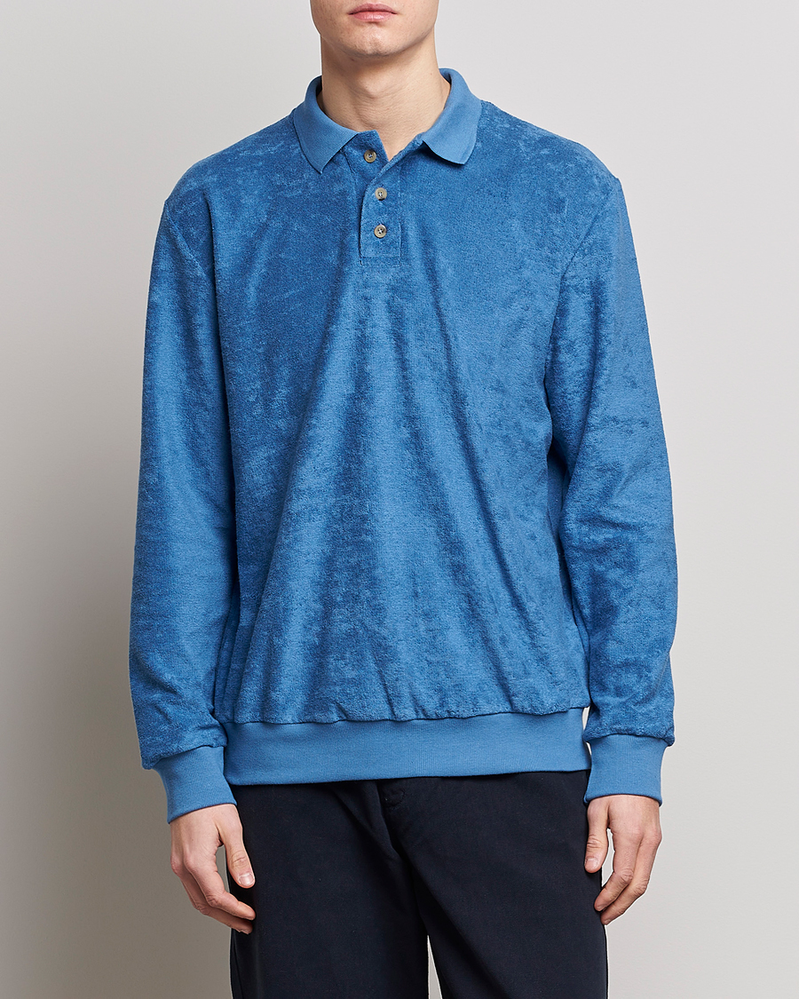 Heren | Truien | Howlin' | Long Sleeve Terry Polo Summer Blue