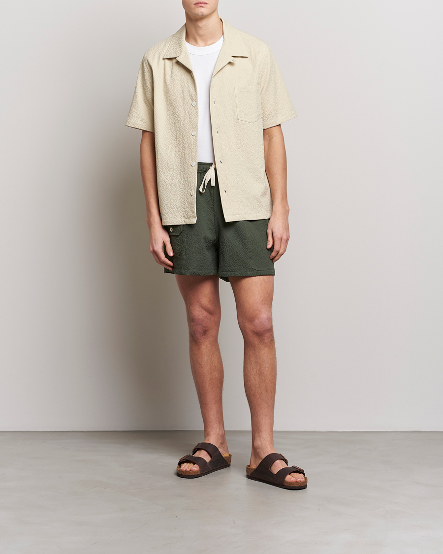 Homme | Chemises | Howlin' | Short Sleeve Cotton Seersucker Shirt Ecru