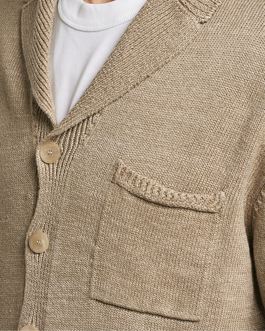 Homme | Pulls Et Tricots | Inis Meáin | Washed Linen Pub Jacket Dark Natural